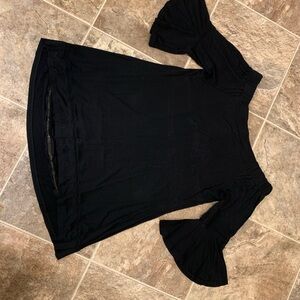 Black Off-Shoulder Top with Flared Sleeves